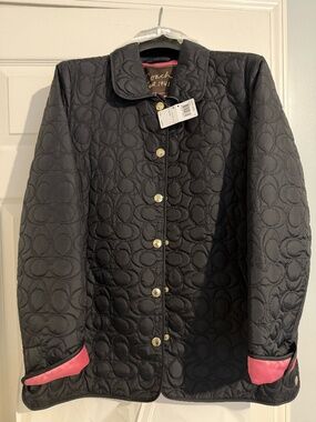 Coach Black Quilted Jacket Signature Pattern